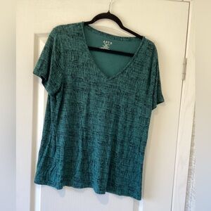 Apt. 9 Teal Patterned Short Sleeve Top size 2XL EUC